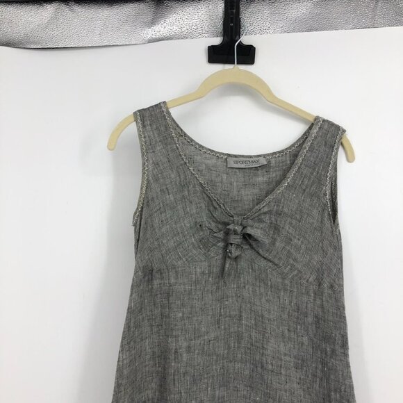 SPORTMAX grey Sleevless knot front pure linen above knee dress A  line - Picture 14 of 15